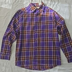 Disney Hocus Pocus Purple Plaid Button-Up Shirt Unisex Size Medium New